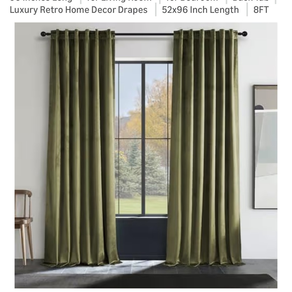 Luxury Retro Home Decor Drapes - Olive Green
